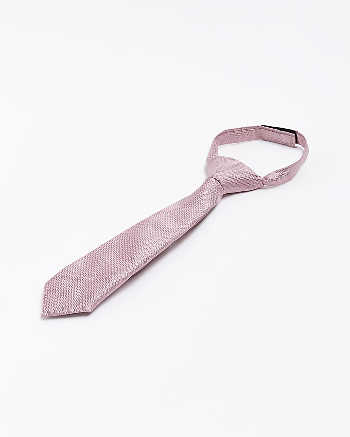 Mini boys pink textured tie