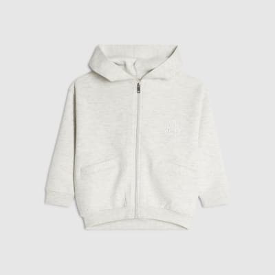 Mini Boys Premium Grey Zip Through Hoodie