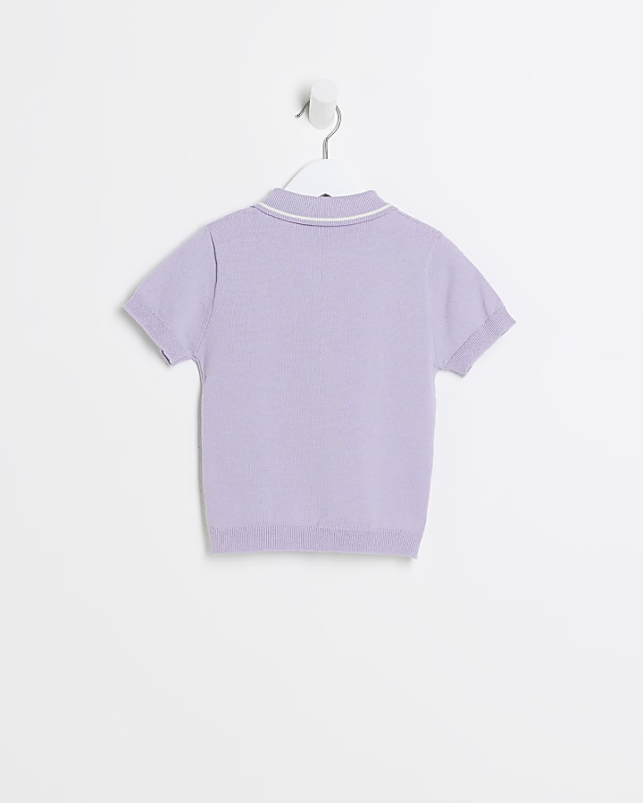 Mini boys purple ombre polo shirt