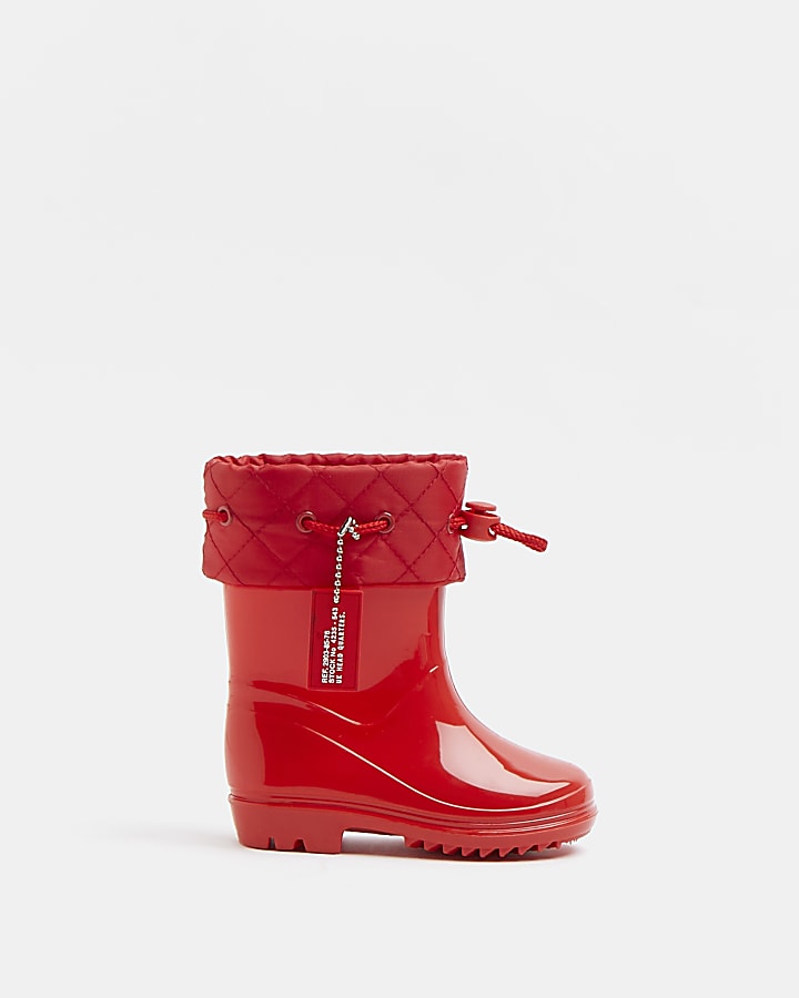 Mini boys red drawcord wellie boots