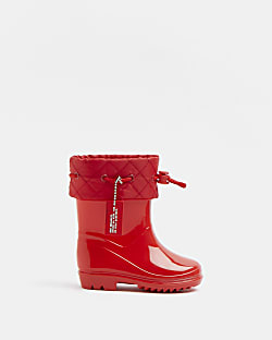 Mini boys red drawcord wellie boots