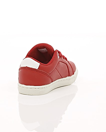 360 degree animation of product Mini boys red faux leather trainers frame-14