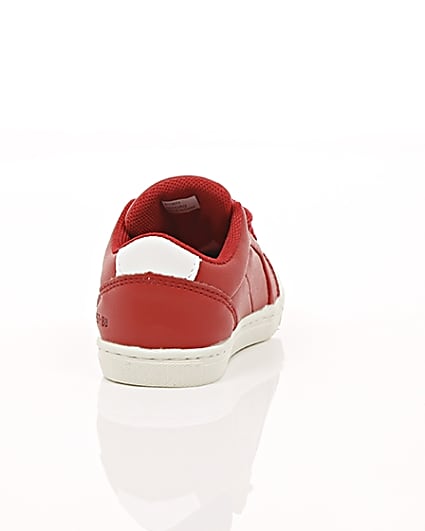 360 degree animation of product Mini boys red faux leather trainers frame-15
