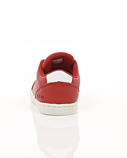 360 degree animation of product Mini boys red faux leather trainers frame-16