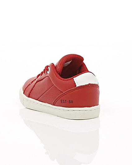 360 degree animation of product Mini boys red faux leather trainers frame-18
