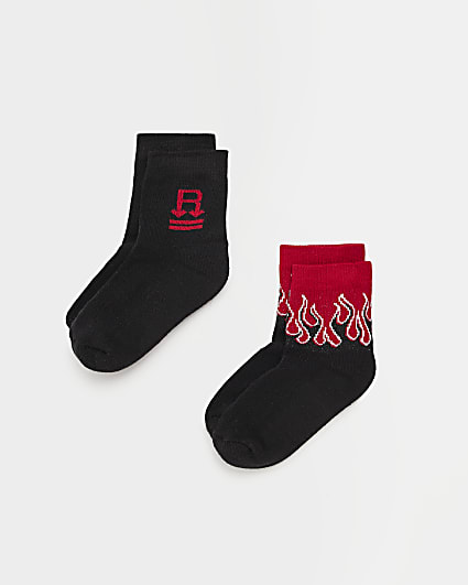Mini boys Red Flame print Socks 2 pack