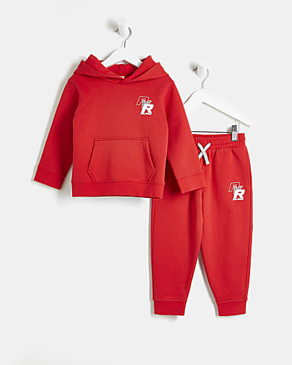 Mini boys red hoodie and jogger set