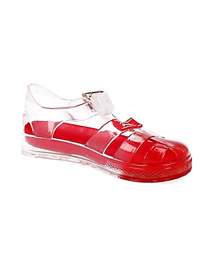 360 degree animation of product Mini boys red ombre jelly sandals frame-17