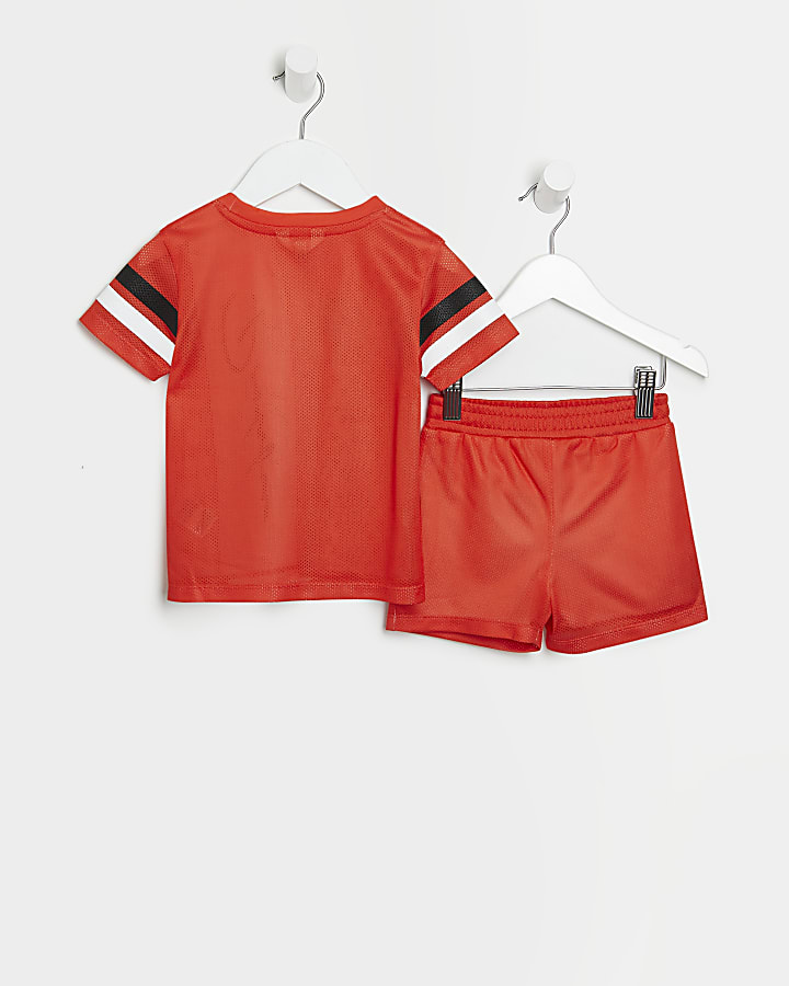 Mini boys red Prolific t-shirt and shorts set