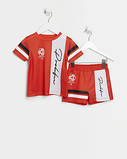 Mini boys red Prolific t-shirt and shorts set