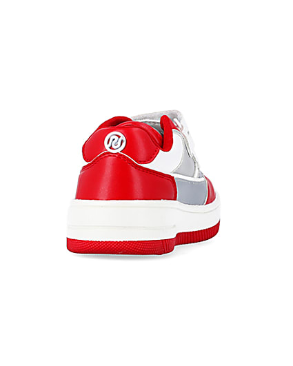 360 degree animation of product Mini boys red Pu Velcro trainers frame-10