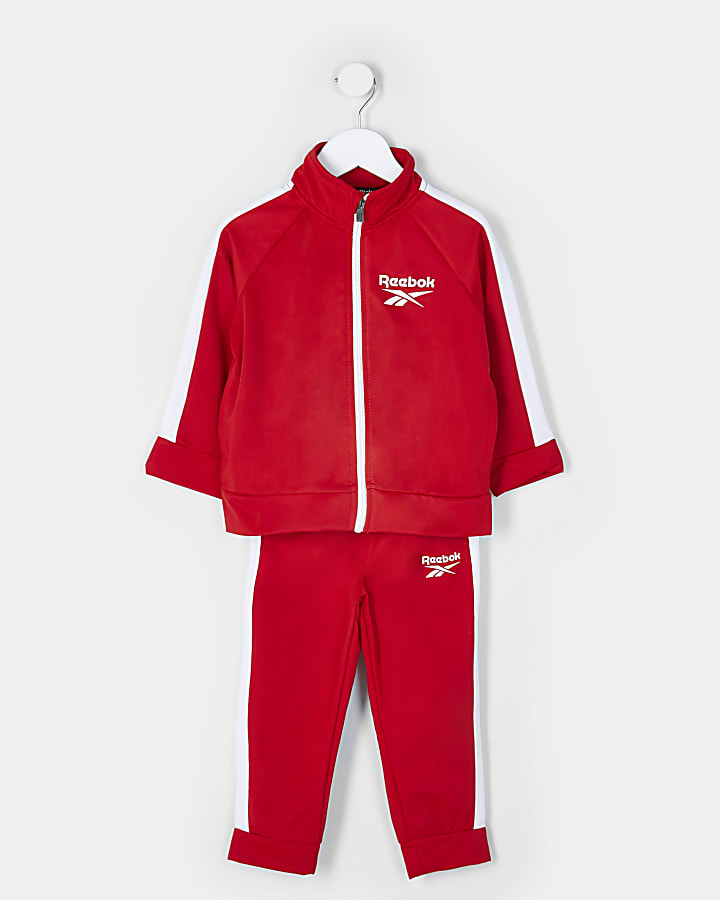 Mini boys red Reebok tracksuit outfit