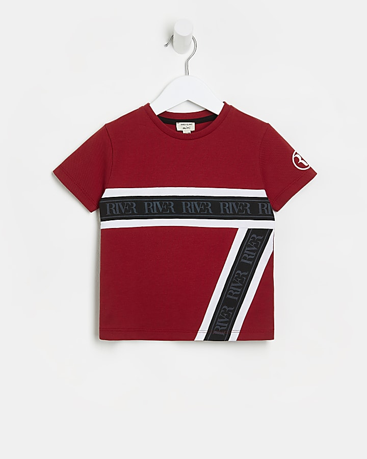 Mini boys red RI stripe design t-shirt