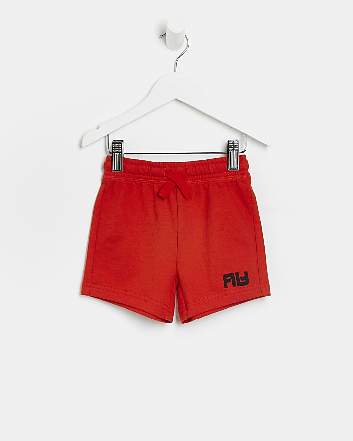 Mini boys red RR jersey shorts