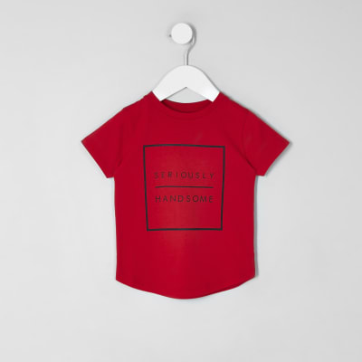 Mini boys red 'seriously handsome’ T-shirt