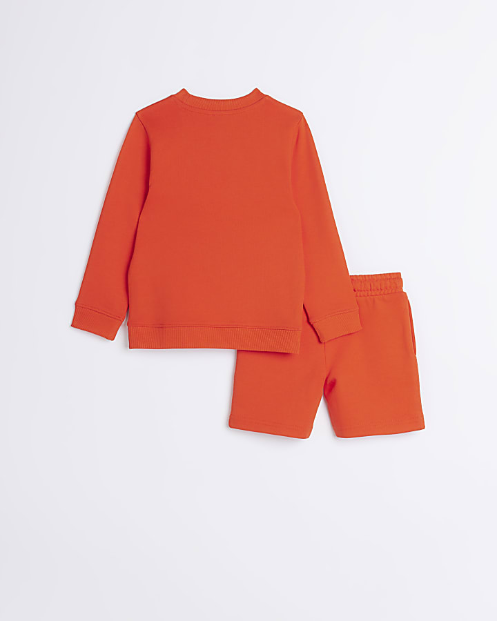 Mini Boys Red Sweatshirt and Shorts Set