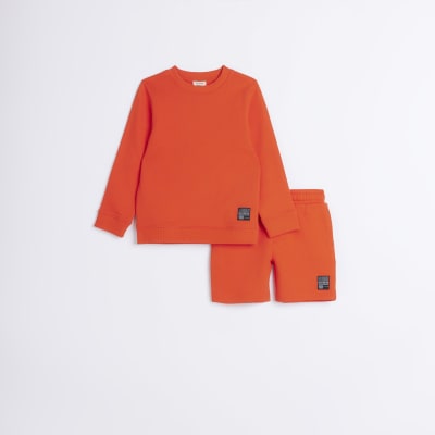 Mini Boys Red Sweatshirt and Shorts Set