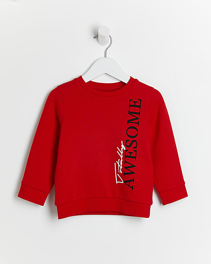 Mini boys red 'Totally Awesome' sweatshirt