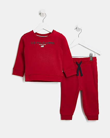 Mini boys red USPA sweatshirt outfit