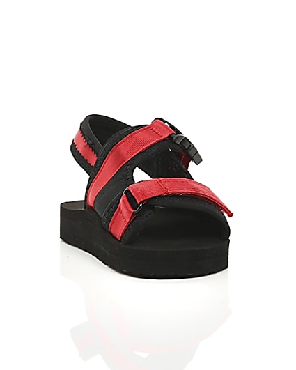360 degree animation of product Mini boys red Velcro sandals frame-4