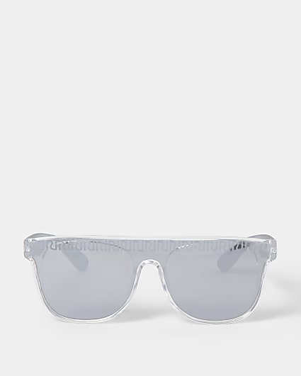 Mini boys silver RI etched visor sunglasses