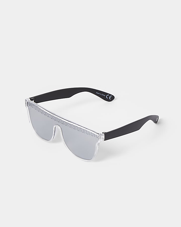 Mini boys silver RI etched visor sunglasses