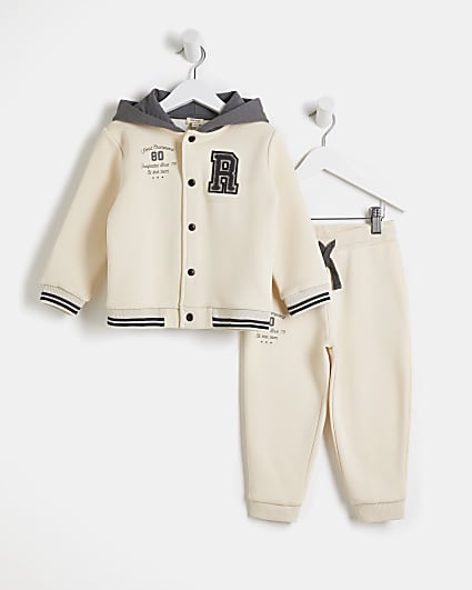 Mini Boys Stone Hoodie and Joggers Outfit