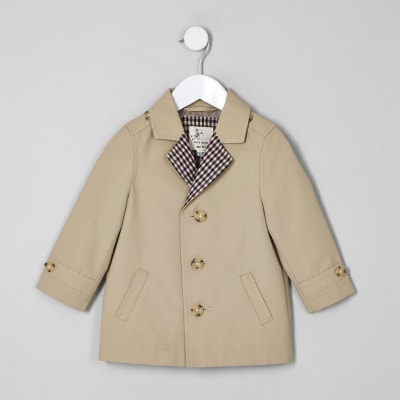 Mini boys stone lined lightweight mac coat