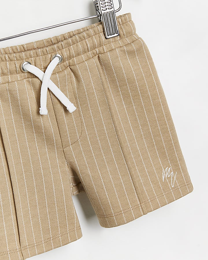 Mini boys stone Maison Riviera stripe shorts