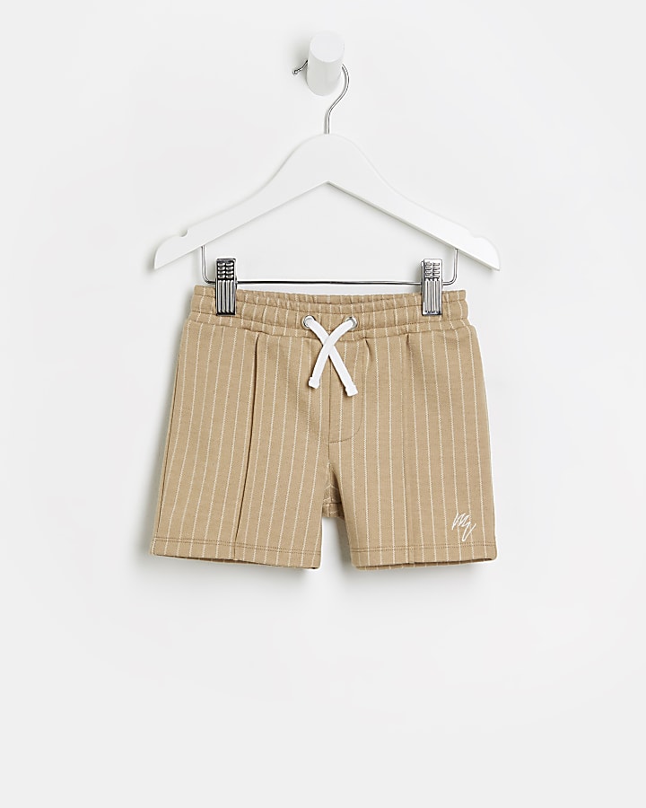 Mini boys stone Maison Riviera stripe shorts