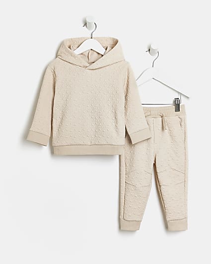 Mini boys stone RI jacquard hoodie outfit