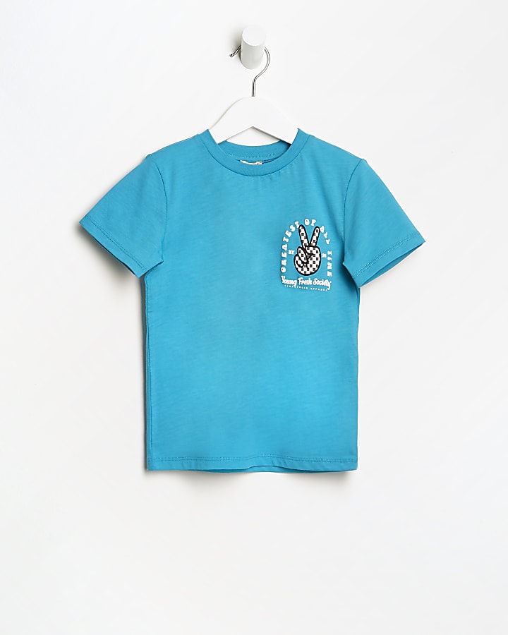 Mini boys turquoise peace graphic t-shirt