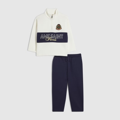 Mini Boys White Ame Saint Sweatshirt Set