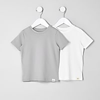 Mini boys white and grey T-shirt multipack