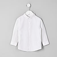 Mini boys white button-down collar shirt