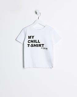 Mini boys white chill graphic t-shirt
