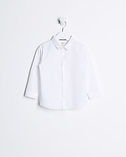 Mini boys White Cotton Rich long sleeve Shirt