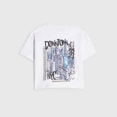 Mini Boys White Downtown NYC Graphic T-Shirt