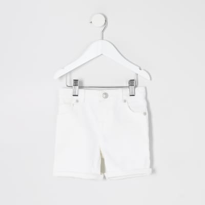 boys white denim shorts