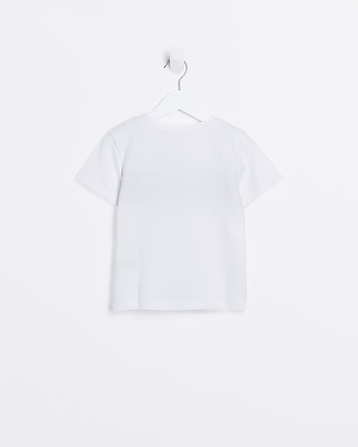 Mini boys white embroidered block t-shirt