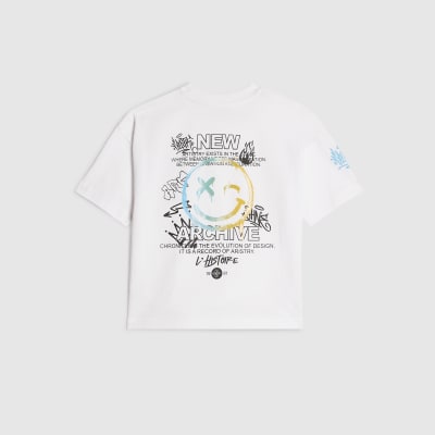 Mini Boys White Graffiti Bear T-Shirt