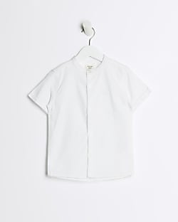 Mini boys White Grandad collar Oxford shirt