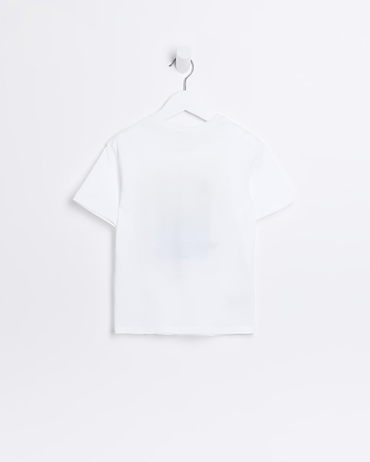 Mini boys white graphic t-shirt