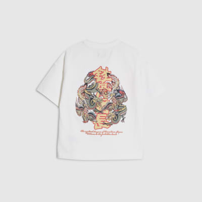 Mini Boys White Japanese Dragon T-Shirt
