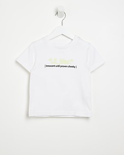 Mini boys white 'Lil Man' printed t-shirt