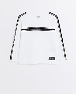 Mini Boys White Long sleeve Taped T-shirt