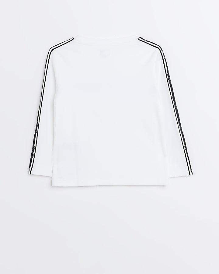 Mini Boys White Long sleeve Taped T-shirt