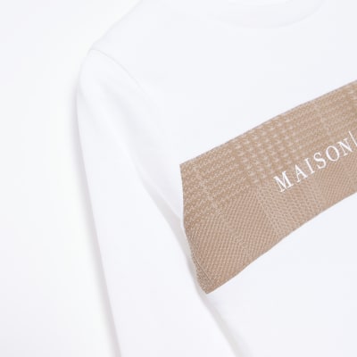 Mini boys white maison riviera blocked top