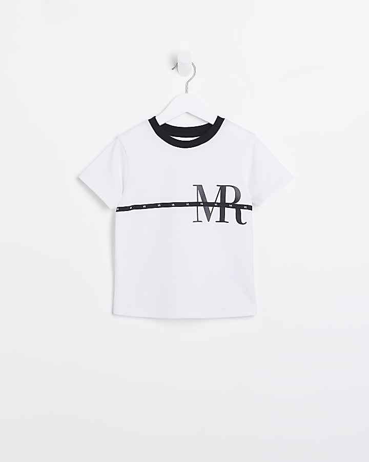 Mini Boys White Maison Riviera Logo T-shirt