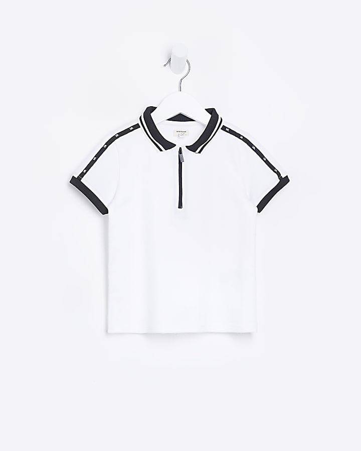 Mini boys white Maison Riviera polo shirt